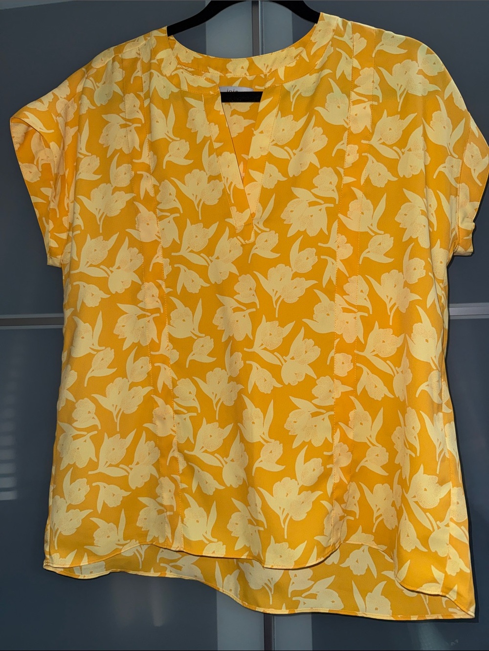 Joie Yellow Floral Split V-Neck Blouse